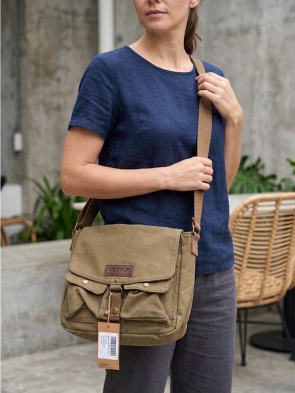NWT Gootium Canvas Messenger Bag Satchel Shoulder Crossbody Army Green #30624